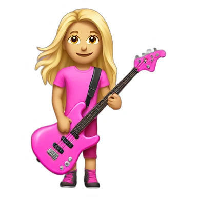 long-blond-bassguitar-player-pink-Tshirt-pink sticker