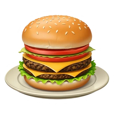 Draw a hamburger on a plate using a downward-facing camera, ensuring the object remains stationary without rotation or tilt. sticker