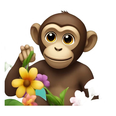 monkey with flowers sticker
