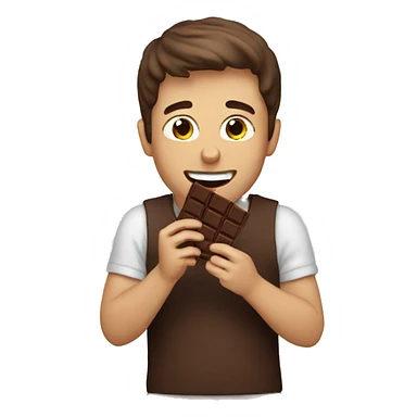guy eating chocolate sticker