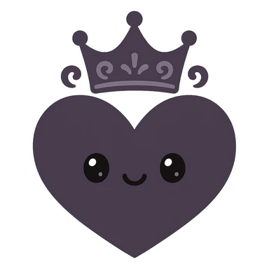 black gothic heart with a gothic crown, ornate, dark, elegant, kawaii style sticker