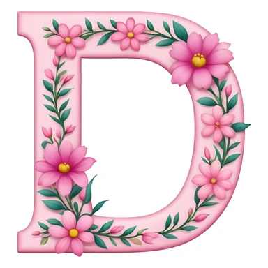 Pink, romantic, flowery, the letter “d” sticker