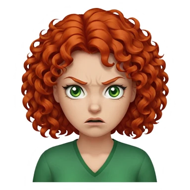 👩🏻‍🦰curly hair angry  but cute green eyes sticker