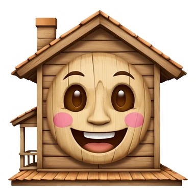 physical home with roof shaped face mascot on neck  sticker