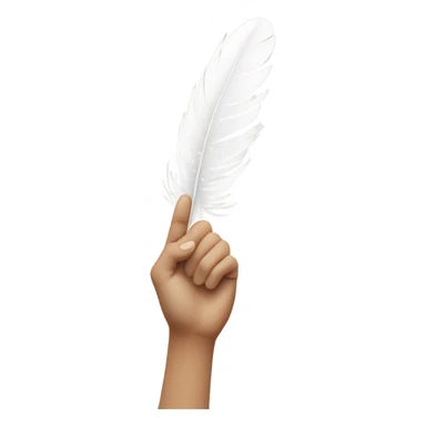 hand and a white feather flies above it sticker