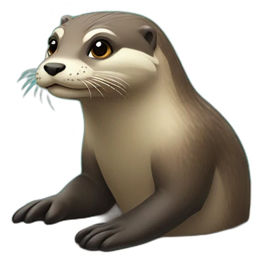 Une loutre sur une tortu sticker
