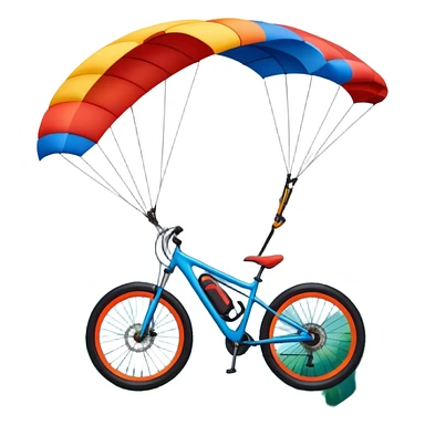 A bold, dynamic emblem combining elements of extreme sports like a mountain, a bike, and a parachute, all within a circular or shield-like shape. The design conveys speed, adventure, and adrenaline, with sharp lines and vibrant colors representing the thrill and intensity of extreme sports. sticker