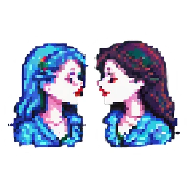 a kiss, pixel art style sticker