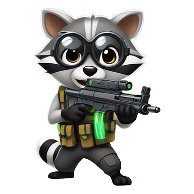 Raccoon playing laser tag sticker