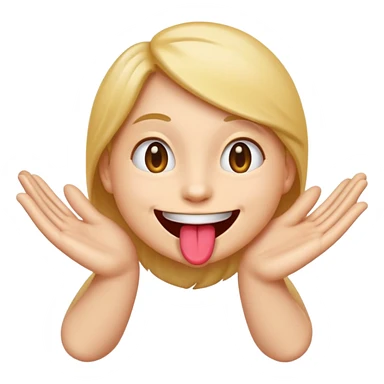emoji with tongue out with hands on the side swiping outwards sticker
