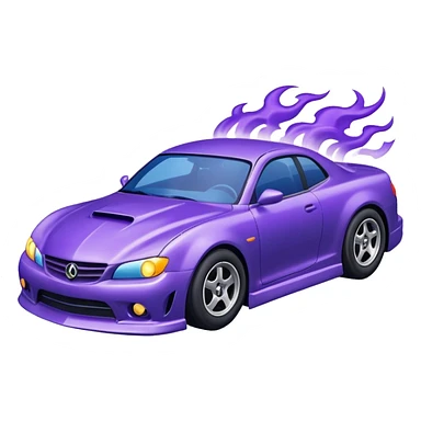 Purple car drifting with navy blue flames coming out of the rear tires. sticker