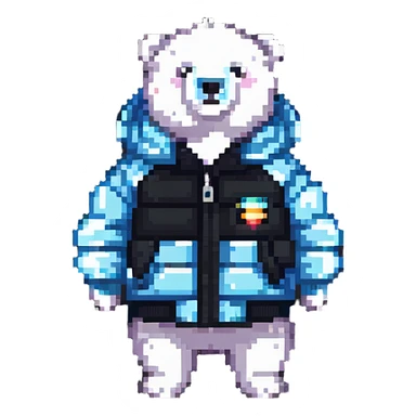 polar bear wearing a puffer jacket sticker