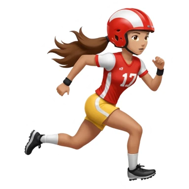 Long Haired Football Players, Female player with ponytail running sticker