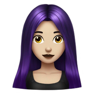gothic girl long dark black and purple hair sticker