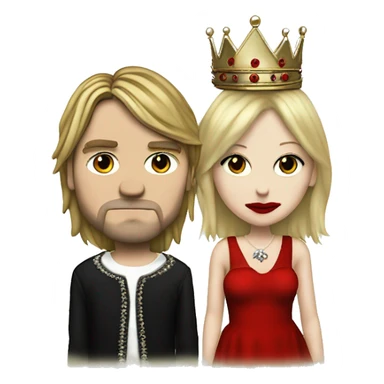 Kurt Cobain (no Beard, red and vlack sweater) and Courtney Love (White dress, crown, red lips) sticker