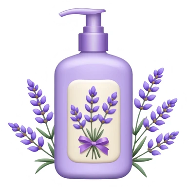 Aesthetic bottle of body lotion in lavender color and floral decorative accents  sticker