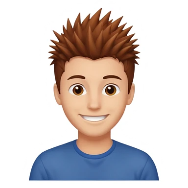 young man with brown spiky hair, smiling sticker
