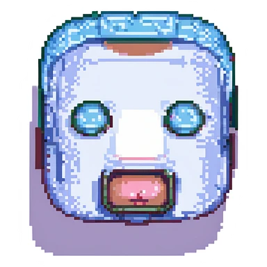 ugly face, pixel art, blocky and humorous sticker