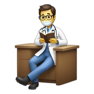 a doctor eating a book sticker