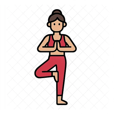 A woman standing in a tree pose (Vrksasana), wearing a sport bra and leggings in color C52975 sticker