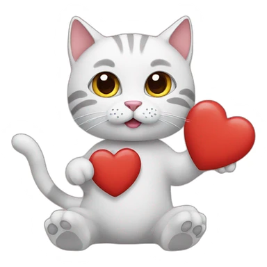 Cat with heart hand sticker