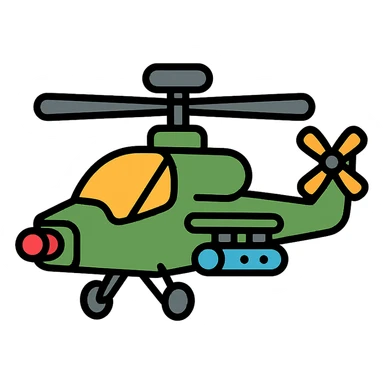 colored Apache helicopter icon sticker
