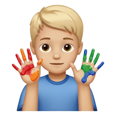 Kid with finger-painted hands sticker