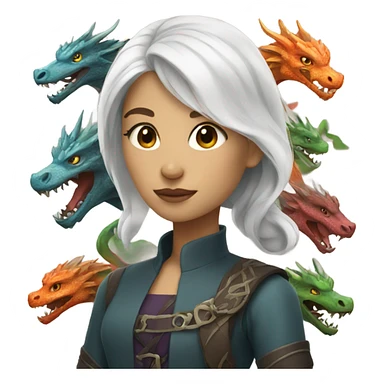 Whitehaired Girl with Dragons sticker
