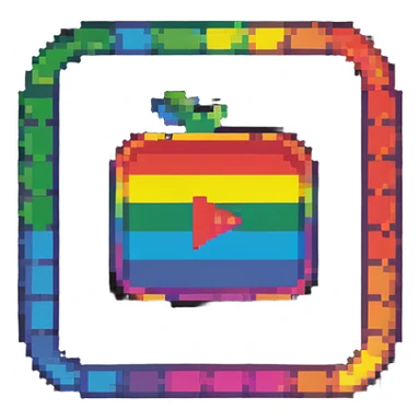 YouTube logo rainbow colored with white play button sticker