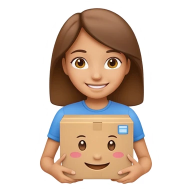 smiling girl emoji holding an open box, the girl is happy sticker