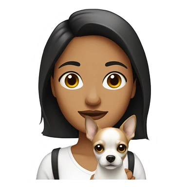 mujer con pelo negro y su Chihuahua blanco con manchas cafe sticker