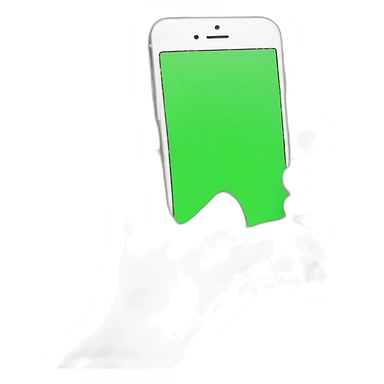 hand holding iphone with green screen sticker