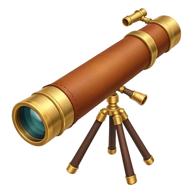pirate spyglass object icon, brass telescope, leather grip, 3D cartoon, mobile game icon style, centered, clean background, no text, no watermark
 sticker