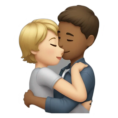 A girl with short hair kissing a boy and hugging sticker