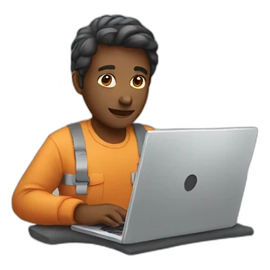 working on laptop sticker