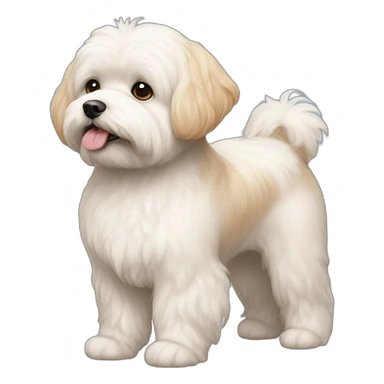 A single Shitzu and Bichon friz  that is cream and slightly orange ears and belly sticker