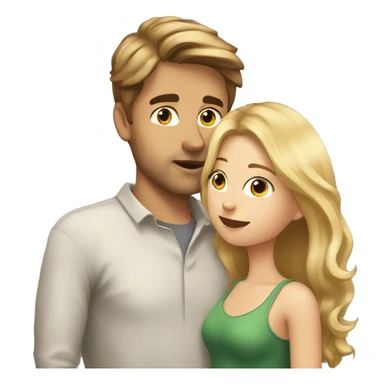 Girl with brown hair kissing guy with blonde hair  sticker