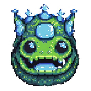 slime monster wearing a simple round crown sticker
