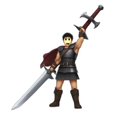 angry berserk guts carrying a huge sword on his shoulder sticker