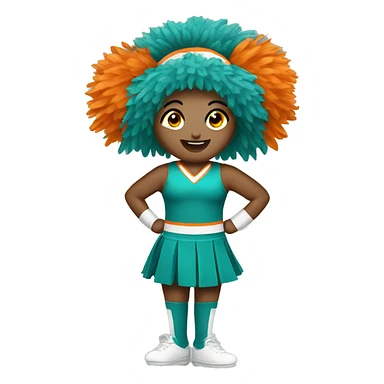Teal and orange cheerleader pompom sticker