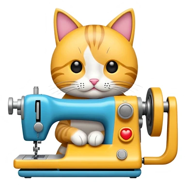 gato cosiendo en una maquina de coser sticker