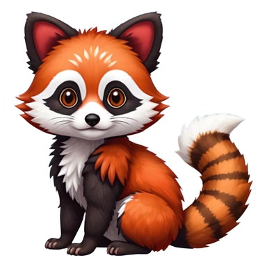 Realistic furry fuzzy scaly 4-legged quadrupedal Red-Panda-Munchkin-Kitten-Lemur-Raccoon-Dog-Red-Fox-animal-fusion-hybrid, Full body sticker