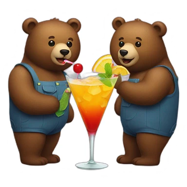 two bears drinking a cocktail sticker