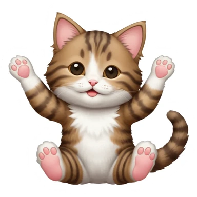 dark brown tabby and white kitten in funny positions upside down with eyes closed sticker