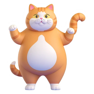 fat ginger cat standing, full body sticker