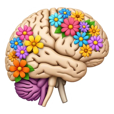 anatomical brain with flowers sticker