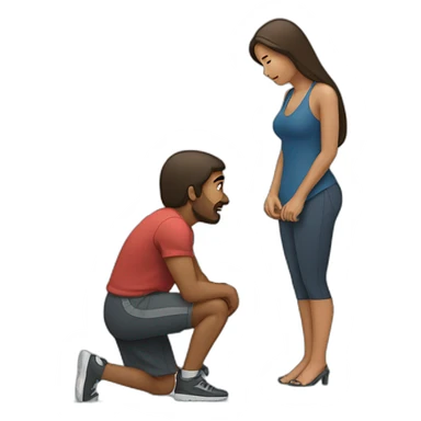 woman kneeling in front of man sticker