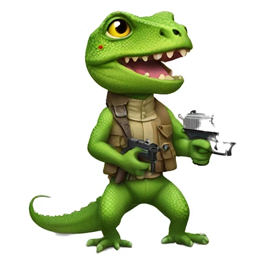 Lizard with gun sticker