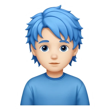 blue wavy haired kid  sticker