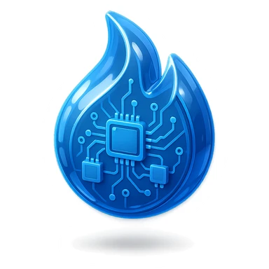 blue flame in shiny glossy circuit style design sticker